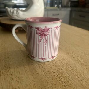 Pink Striped Mug with Bow Design Mug